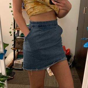 High Waisted Light Wash Denim Skirt